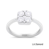 14k White Gold Flower Diamond Cluster Round Cut Engagement Ring 1.20ct - LA DIAMOND